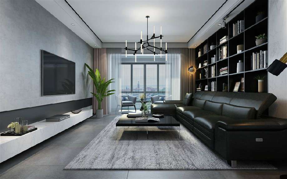 120平米现代风格三居室装修效果图