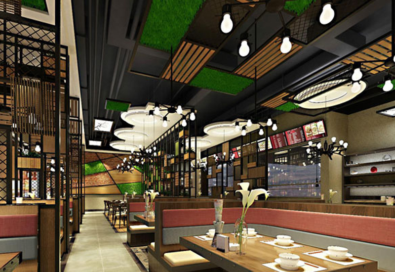 中式复古餐厅装修设计效果图