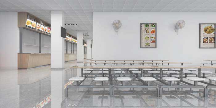 400m²郑州学校食堂设计效果图