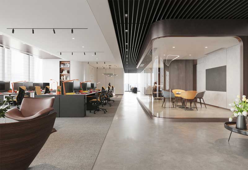 350平米办公室装修效果图-350平办公空间设计
