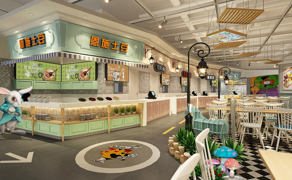 郑州美食广场设计-美食广场装修设计效果图