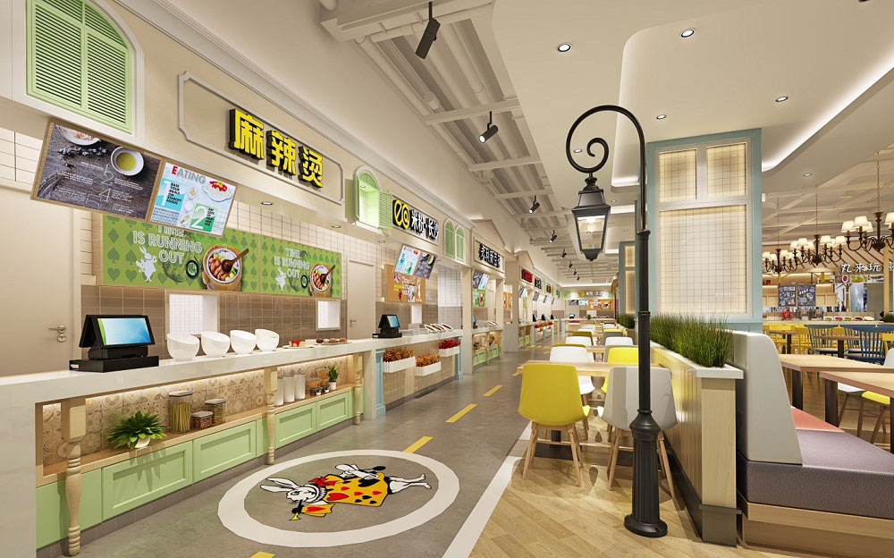 郑州美食广场设计-美食广场装修设计效果图