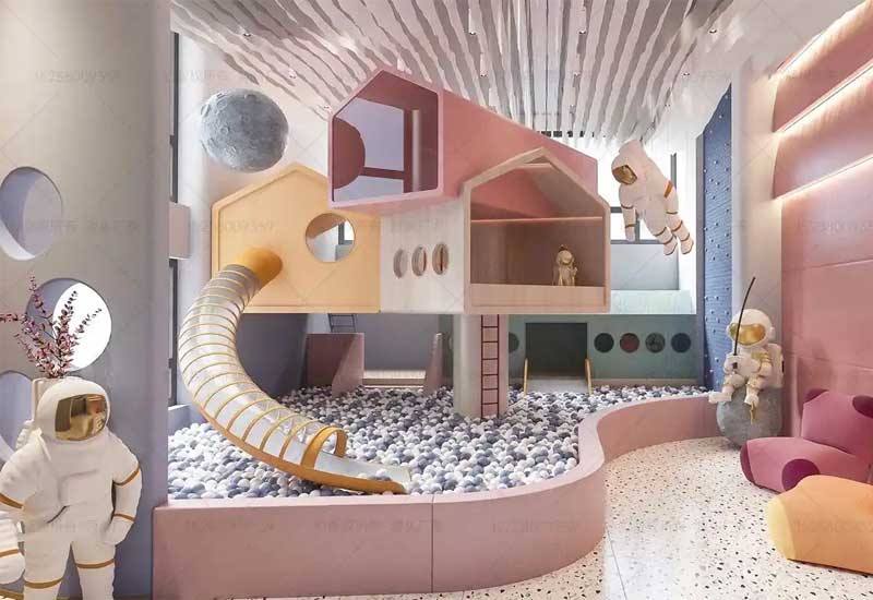 郑州儿童乐园装修设计：滑梯安全护栏设计与家长监控区