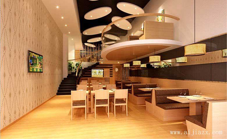 柔和原木色 简单舒适的创意餐馆装修效果图