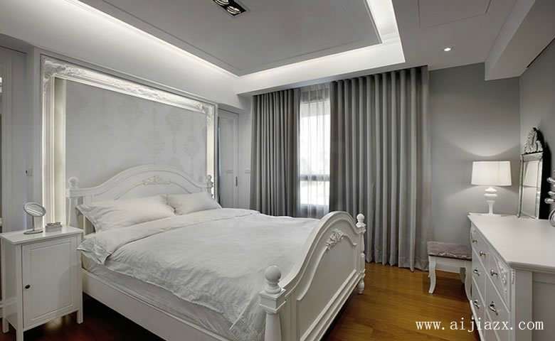 白色优雅的简欧风格小户型卧室装修效果图