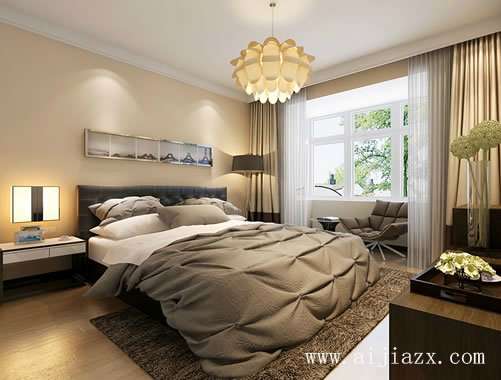 暖色调的80平米现代简约风格一居室装修效果图