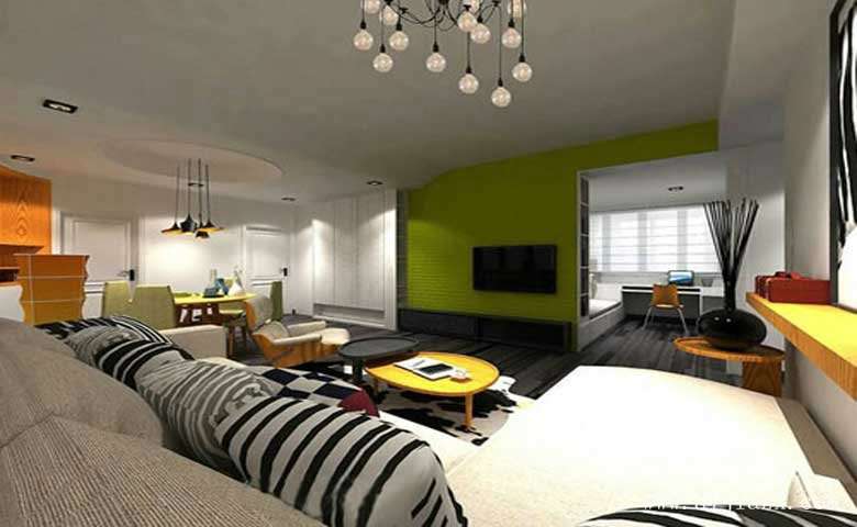 全开放式的现代风格一居室客厅装修效果图