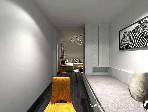 简单素净的现代风格一居室卧室装修效果图