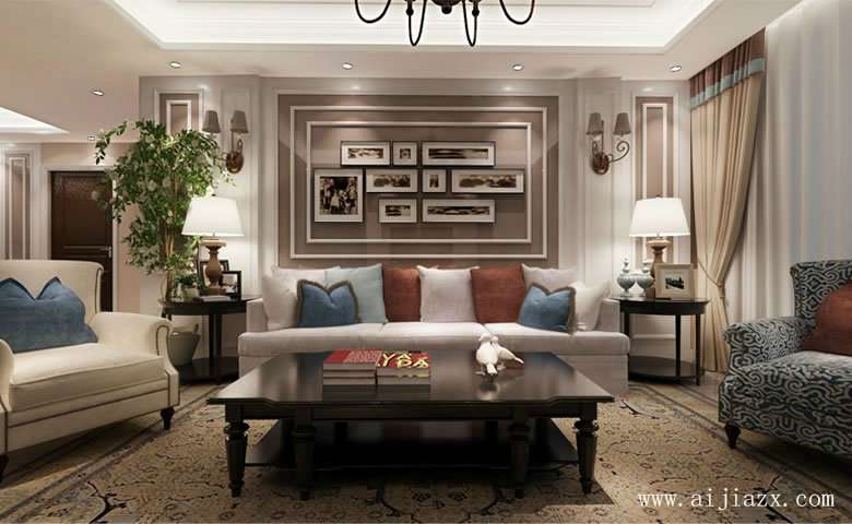 浪漫舒适的48平米美式风格客厅装修效果图