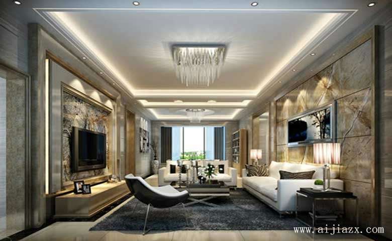精致优美的简欧风格大户型客厅装修效果图