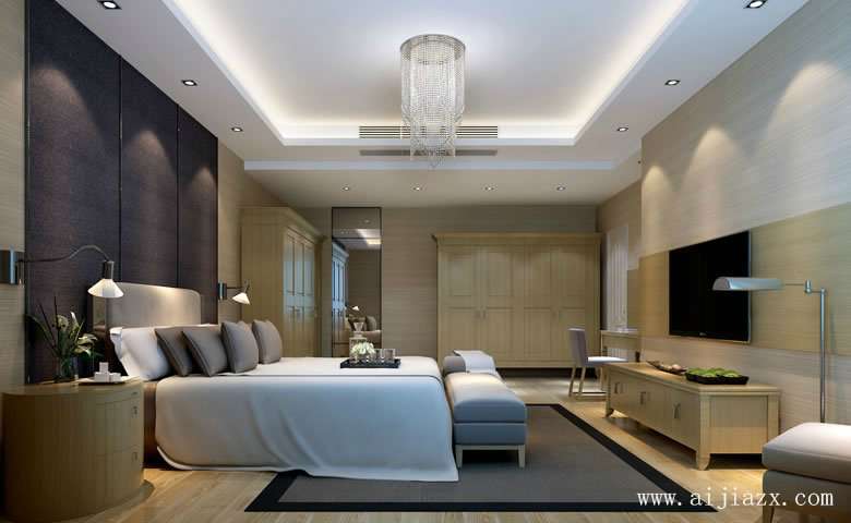 时尚生态的370平米现代风格别墅次卧室装修效果图