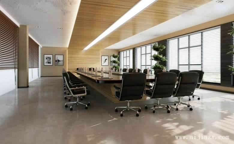  简约大气的办公室大型会议室装修效果图