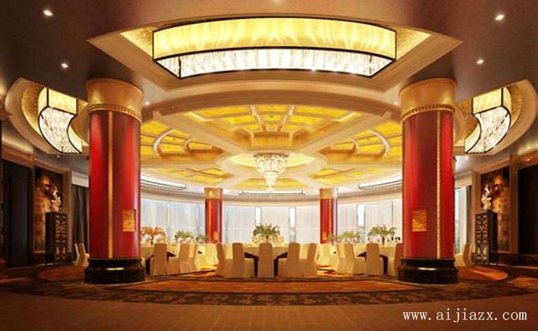 雍容华美的皇家风情酒店大型宴会厅装修效果图