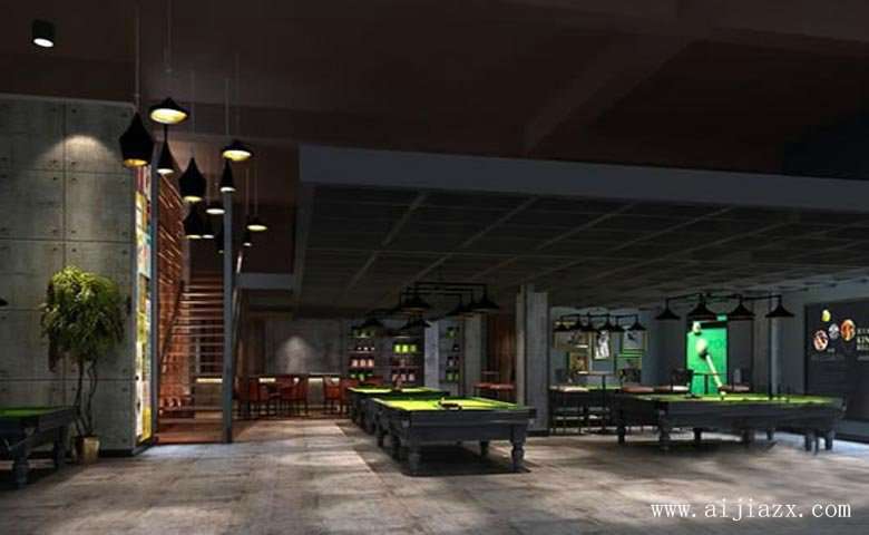 半开放式的桌球俱乐部大厅装修效果图