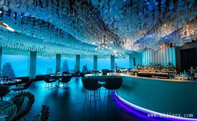现代艺术的海洋主题餐馆服务台装修效果图