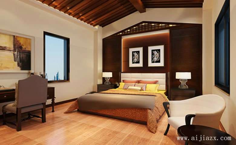 典雅惬意的新中式风格三居室客卧装修效果图
