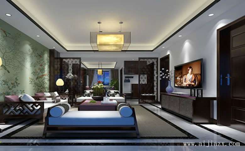 雅致奢华的新中式风格一居室家装客厅装修效果图