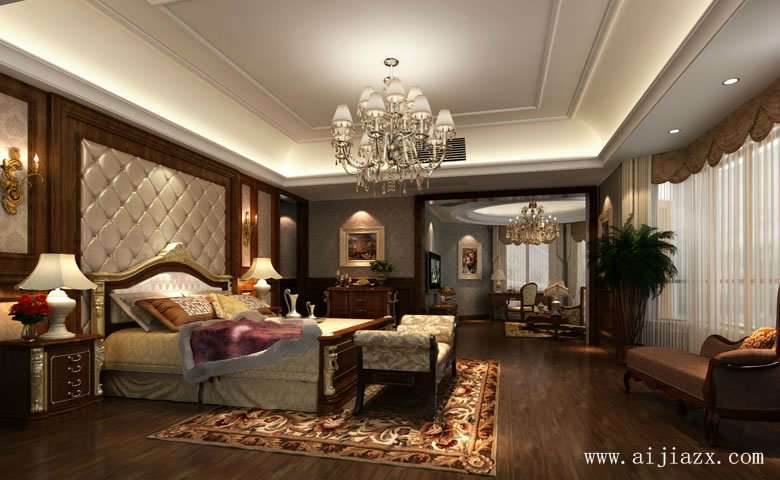 低调奢华的欧式风格复式卧室装修效果图