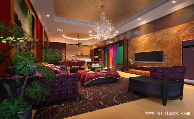 色彩斑斓的东南亚泰式风格客厅装修效果图