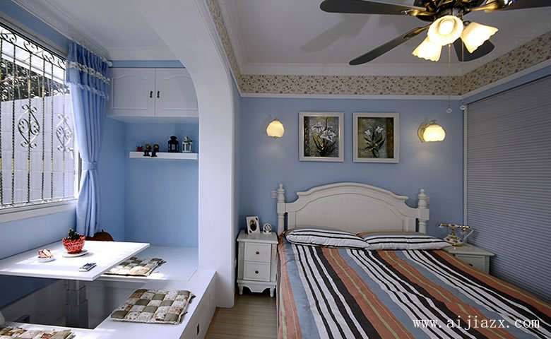 32平米现代流行的地中海风格单间公寓装修效果图