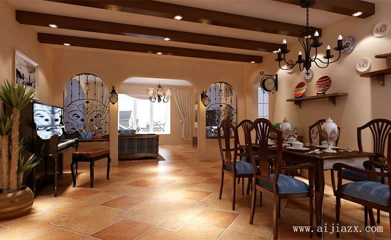 惬意浪漫的154平米大户型地中海风格餐厅装修效果图