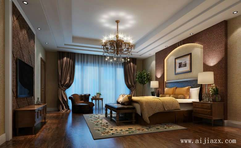 典雅奢华的280平米西班牙风格别墅主卧室装修效果图