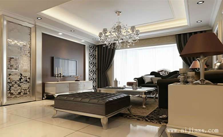 低调奢华的简欧风格大户型客厅装修效果图