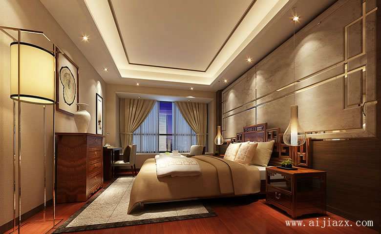优雅舒适的中式风格别墅卧室装修效果图